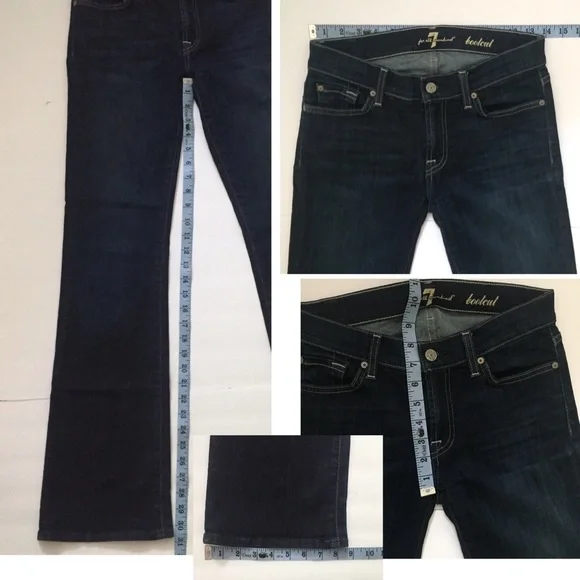 7 For All Mankind Dark Indigo Bootcut Flare Jeans Low Rise Stretch 27 7FAM - Picture 5 of 13